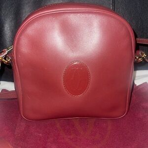 Cartier VTG Authentic Must de Cartier Bordeaux Leather Crossbody Bag w/Dustbag